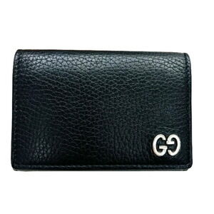 GUCCI Card Case Wallet Pass Commuter Business Black Leather